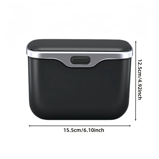 black Car Trash Can with Lid – Hanging Auto Garbage Bin & Interior Organizer