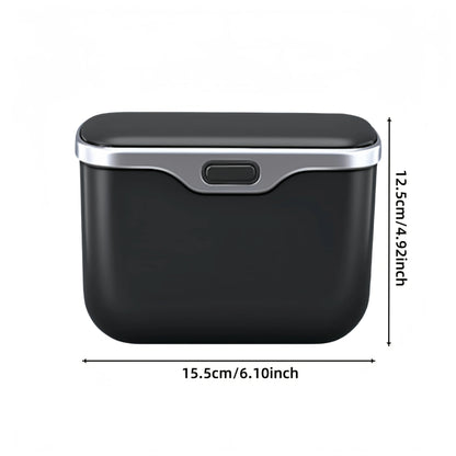 black Car Trash Can with Lid – Hanging Auto Garbage Bin & Interior Organizer